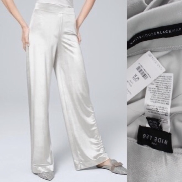 White House Black Market Pants - WHBM Liquid Velvet Lunar Wide Leg Shimmer Pants M
